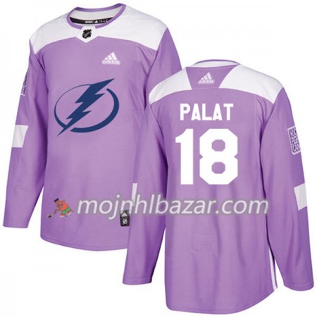 Dresovi Tampa Bay Lightning Ondrej Palat 18 Adidas 2017-2018 Purpurna Fights Cancer Practice Authentic - Muške Dresovi Tampa Bay Lightning Ondrej Palat 18 Adidas 2017-2018 Purpurna Fights Cancer Practice Authentic - Muške